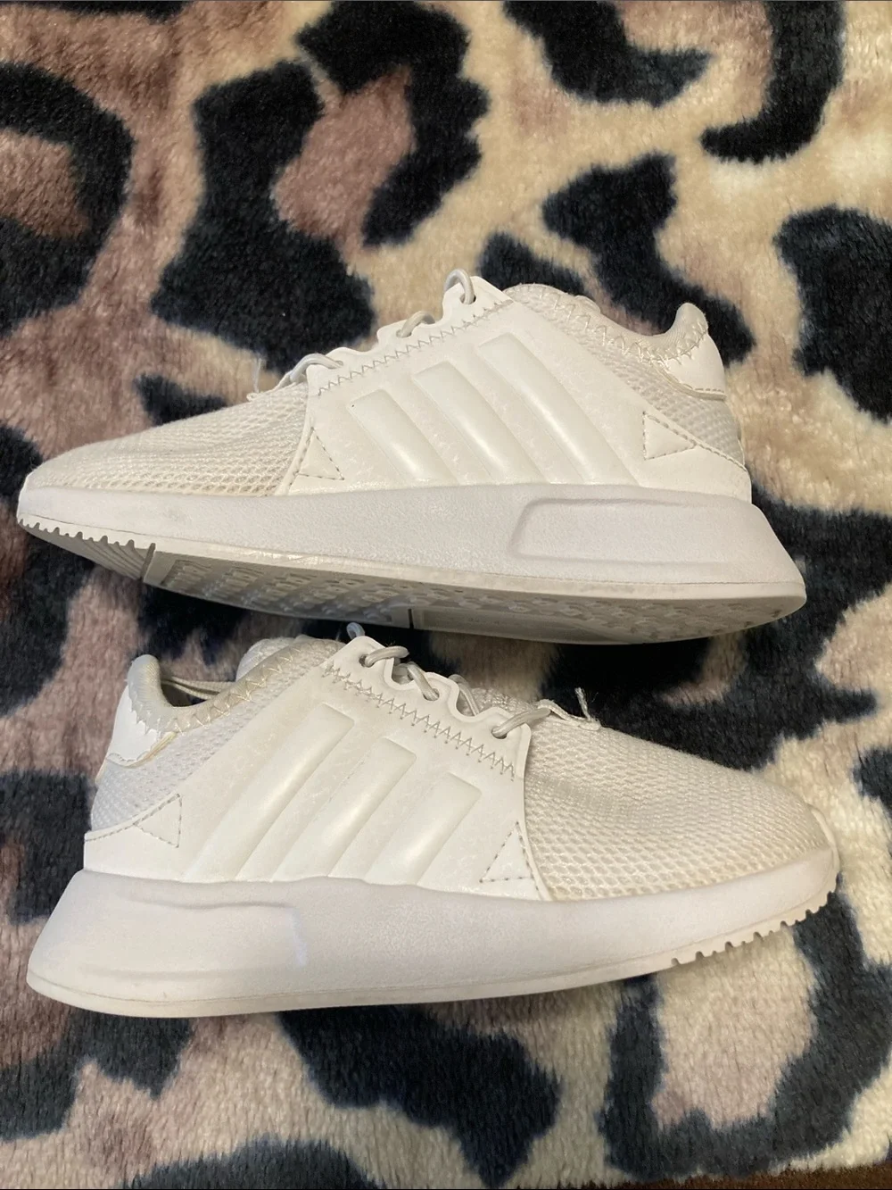 adidas Kids All-White Knit Slip-On Sneakers